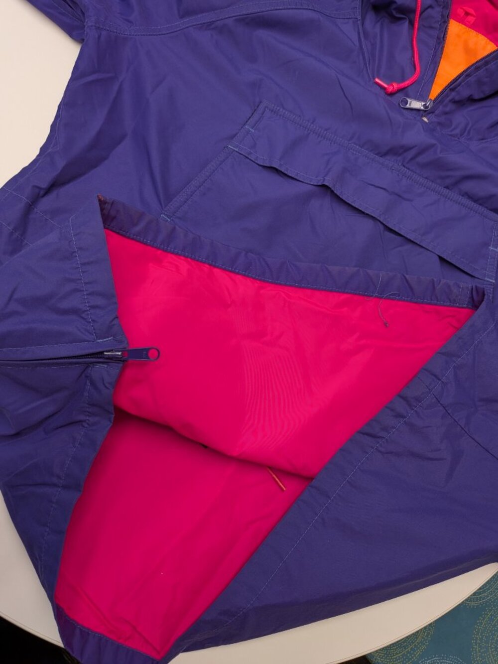 Vintage 90s Columbia Purple Neon Pink Pullover Anorak Jacket Medium Gorpcore - Picture 5 of 11